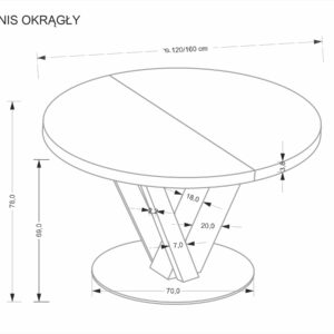 Laajennettava ruokapöytä FANIS, pyöreä / luonnollinen / musta