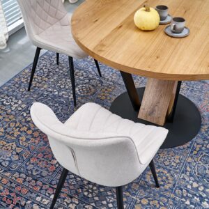 Laajennettava ruokapöytä FANIS, pyöreä / luonnollinen / musta