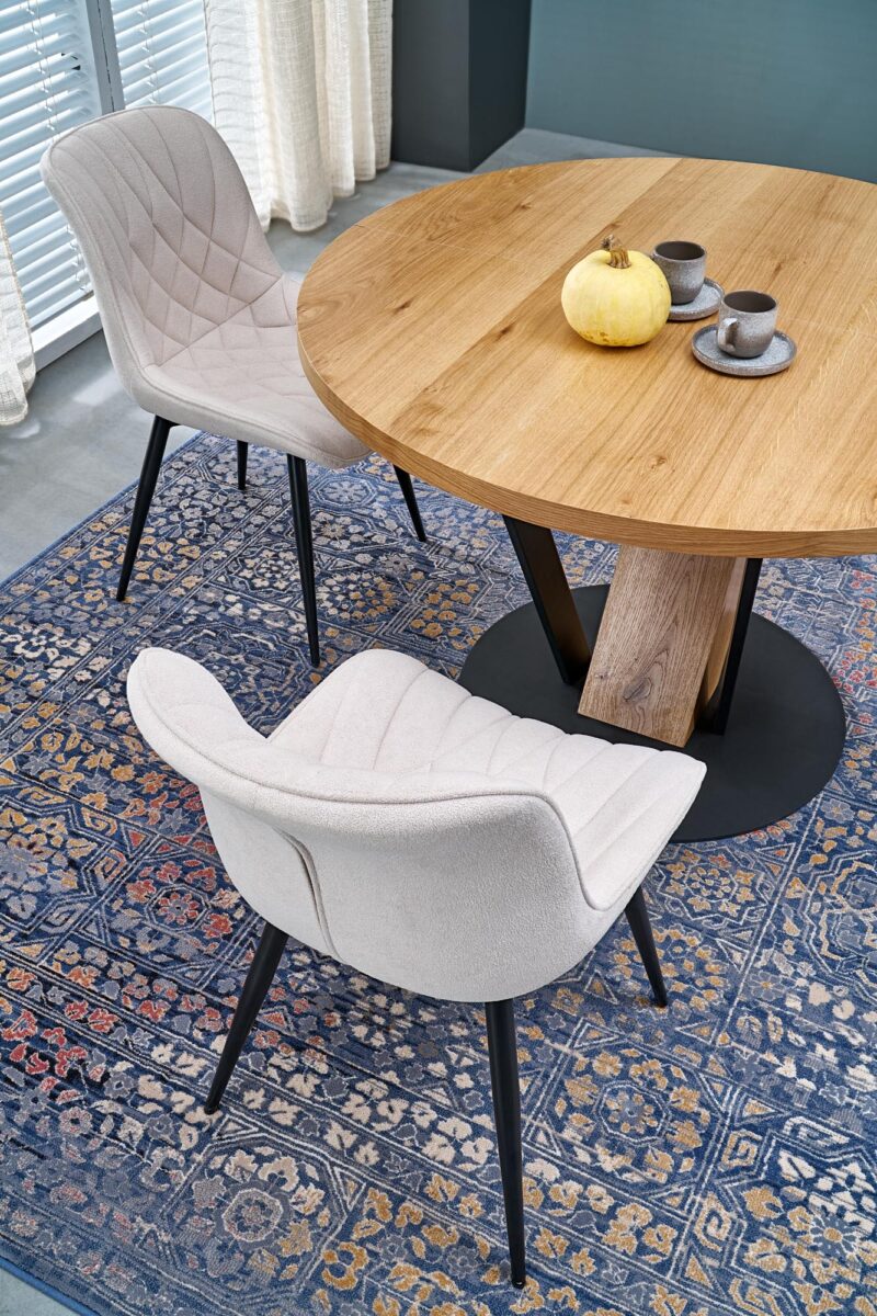 Laajennettava ruokapöytä FANIS, pyöreä / luonnollinen / musta