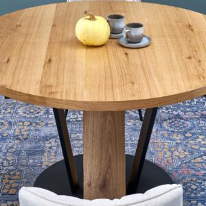 Laajennettava ruokapöytä FANIS, pyöreä / luonnollinen / musta