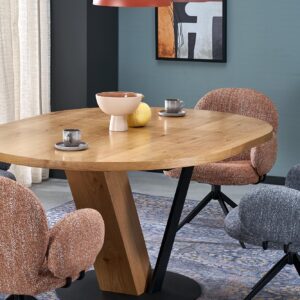 Laajennettava ruokapöytä FANIS, pyöreä / luonnollinen / musta