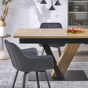 Säädettävä ruokapöytä FANIS, luonnollinen / musta