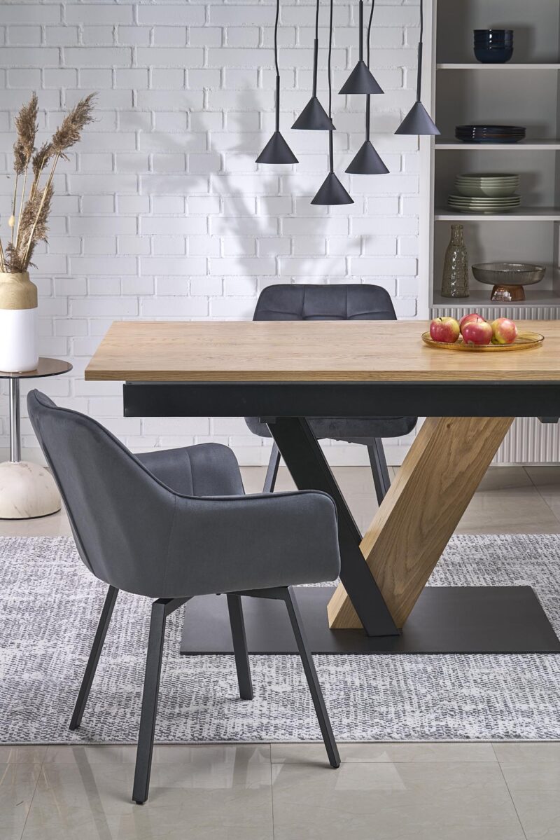 Säädettävä ruokapöytä FANIS, luonnollinen / musta