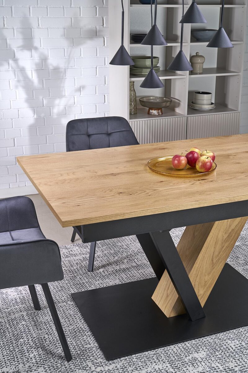 Säädettävä ruokapöytä FANIS, luonnollinen / musta