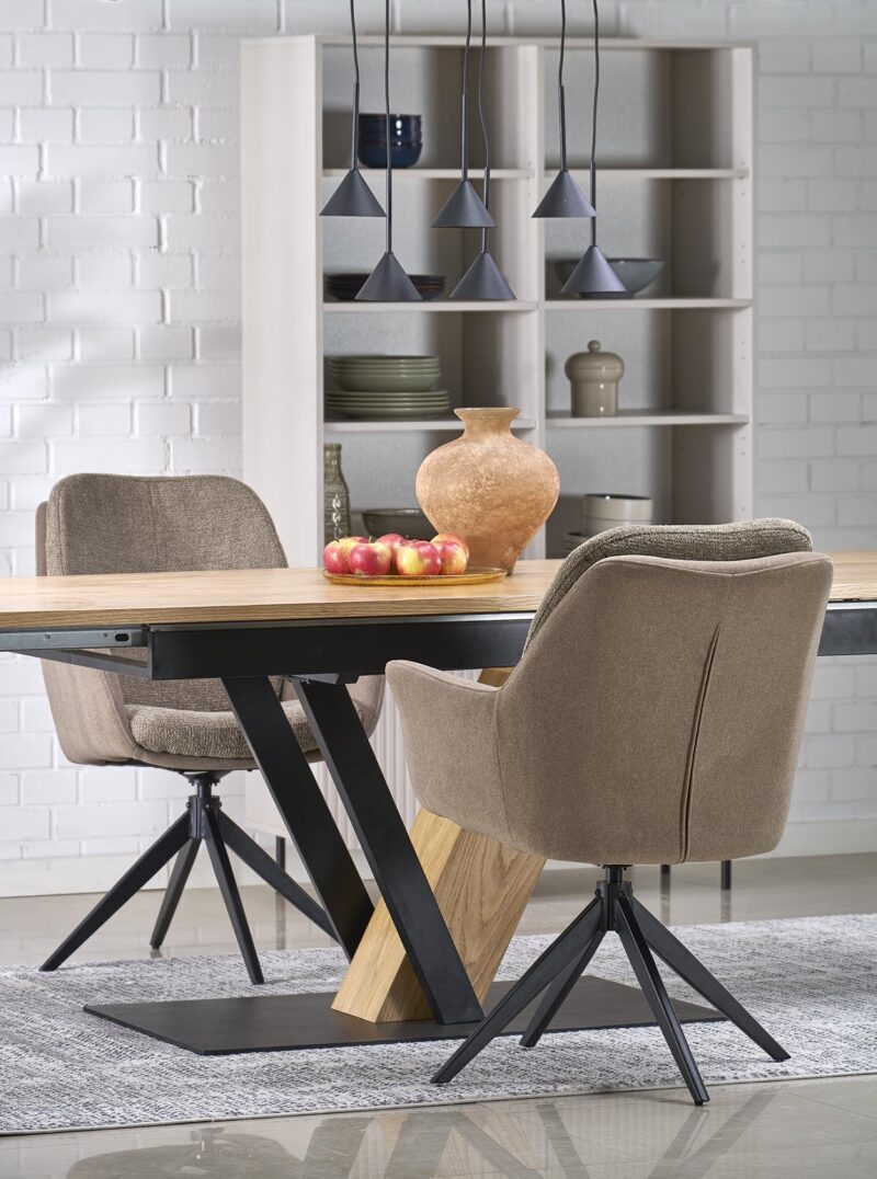 Säädettävä ruokapöytä FANIS, luonnollinen / musta