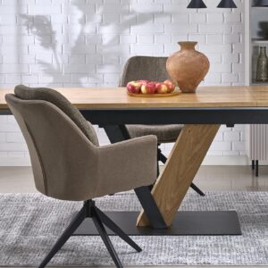 Säädettävä ruokapöytä FANIS, luonnollinen / musta