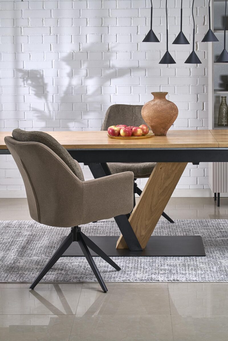 Säädettävä ruokapöytä FANIS, luonnollinen / musta