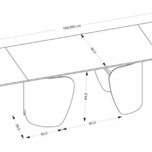 Pidennettävä Ruokapöytä FORUM, musta marmori / musta