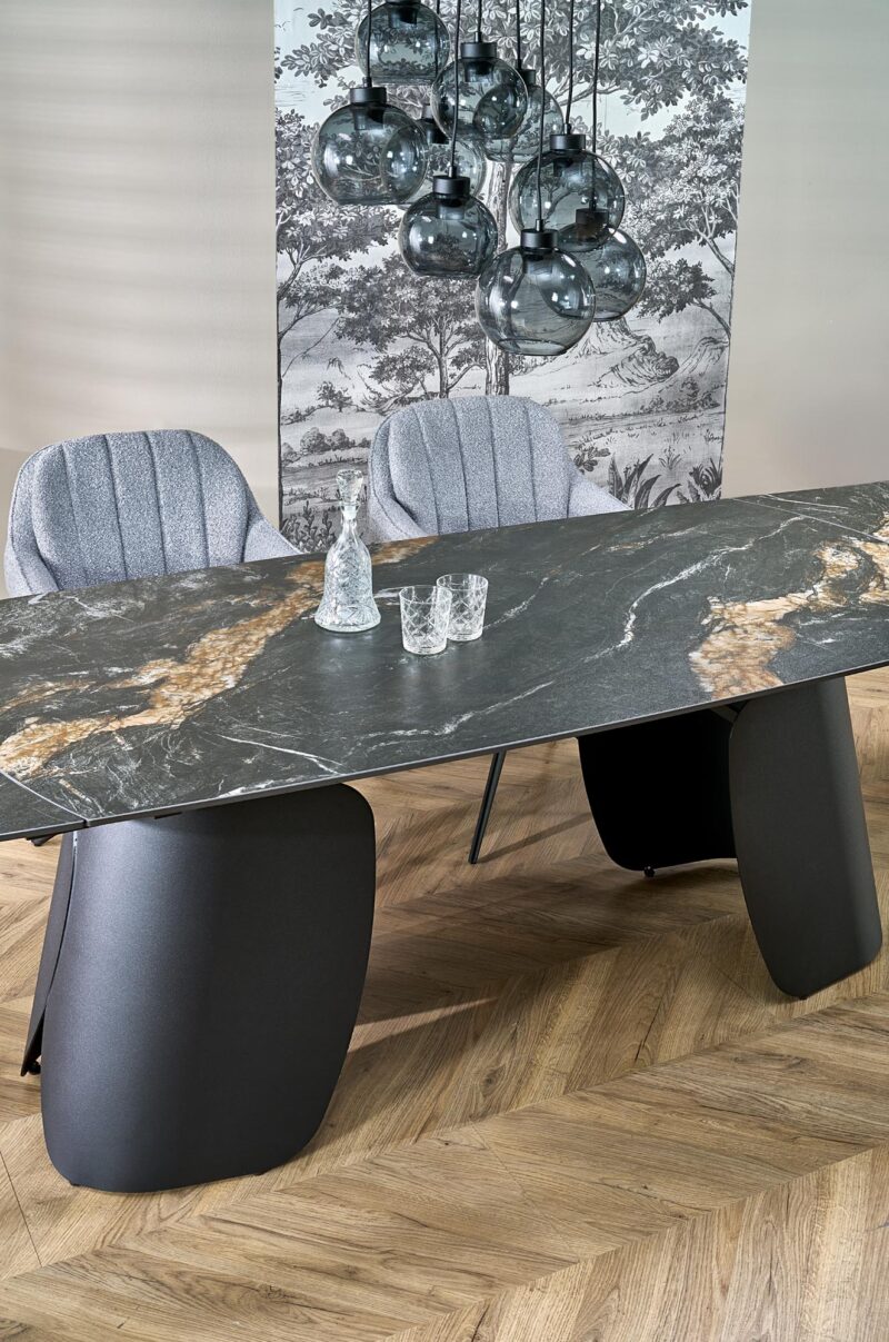 Pidennettävä Ruokapöytä FORUM, musta marmori / musta