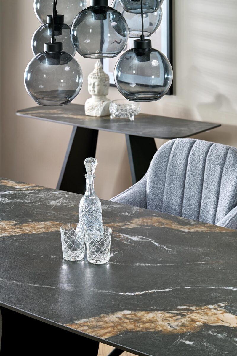 Pidennettävä Ruokapöytä FORUM, musta marmori / musta