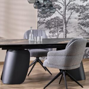 Pidennettävä Ruokapöytä FORUM, musta marmori / musta