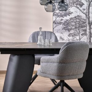 Pidennettävä Ruokapöytä FORUM, musta marmori / musta