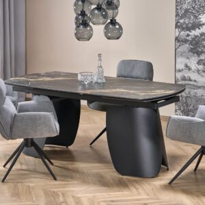 Pidennettävä Ruokapöytä FORUM, musta marmori / musta