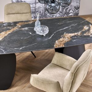 Pidennettävä Ruokapöytä FORUM, musta marmori / musta