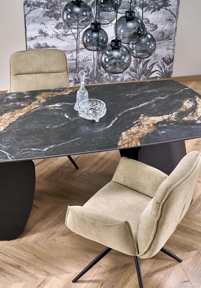 Pidennettävä Ruokapöytä FORUM, musta marmori / musta