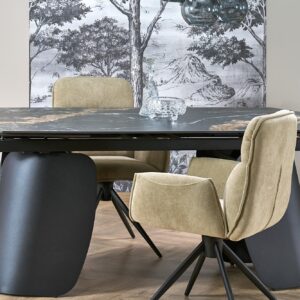 Pidennettävä Ruokapöytä FORUM, musta marmori / musta