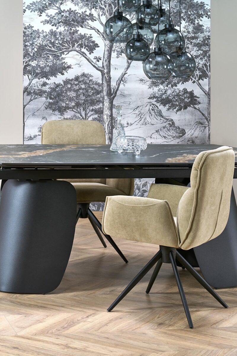 Pidennettävä Ruokapöytä FORUM, musta marmori / musta