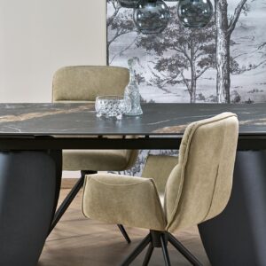 Pidennettävä Ruokapöytä FORUM, musta marmori / musta