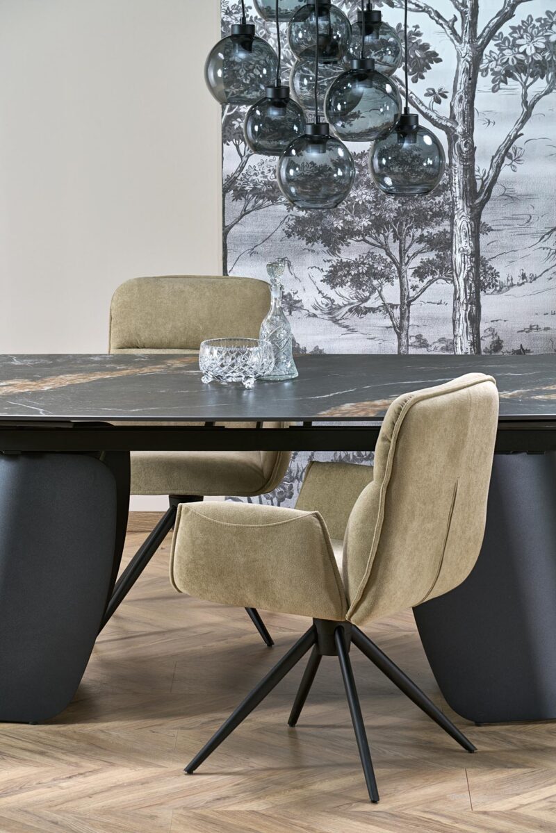 Pidennettävä Ruokapöytä FORUM, musta marmori / musta