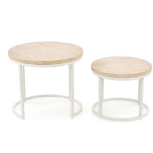 Kahvilapöytä OREO, travertiini / valkoinen