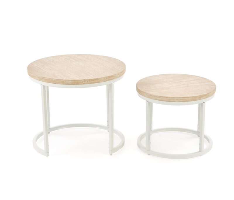 Kahvilapöytä OREO, travertiini / valkoinen