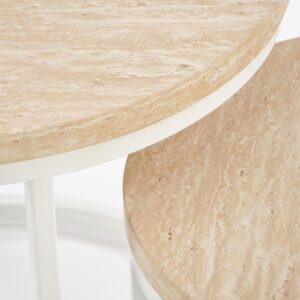 Kahvilapöytä OREO, travertiini / valkoinen