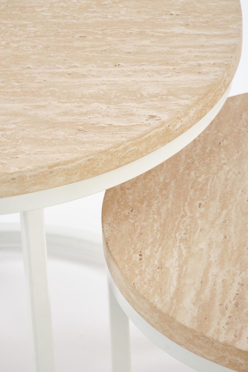 Kahvilapöytä OREO, travertiini / valkoinen