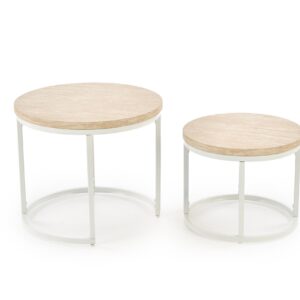 Kahvilapöytä OREO, travertiini / valkoinen