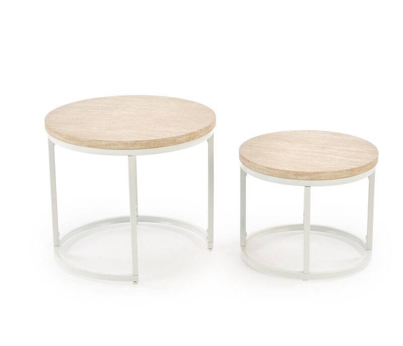 Kahvilapöytä OREO, travertiini / valkoinen