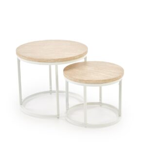 Kahvilapöytä OREO, travertiini / valkoinen