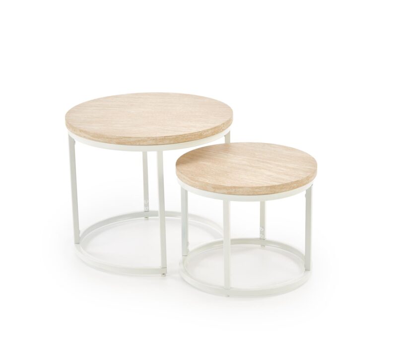 Kahvilapöytä OREO, travertiini / valkoinen