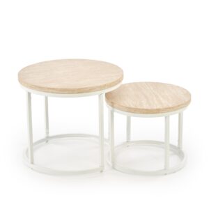 Kahvilapöytä OREO, travertiini / valkoinen