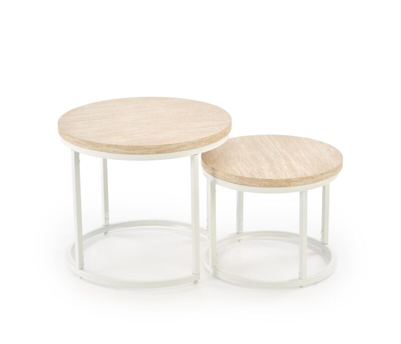 Kahvilapöytä OREO, travertiini / valkoinen