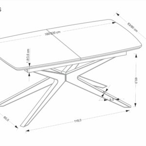 Säädettävä ruokapöytä JAMES, luonnollinen / musta