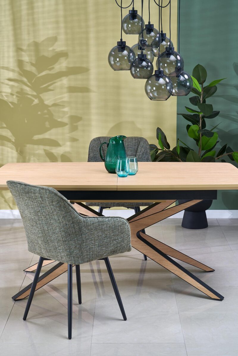 Säädettävä ruokapöytä JAMES, luonnollinen / musta