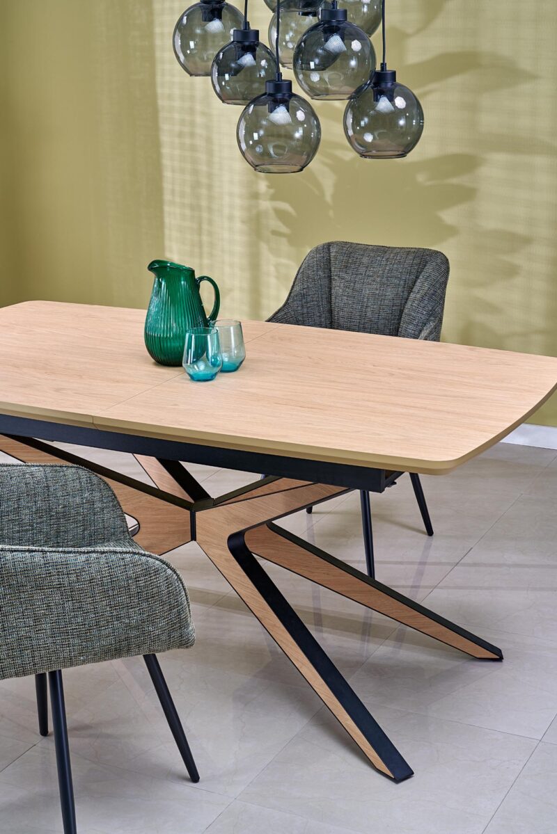 Säädettävä ruokapöytä JAMES, luonnollinen / musta