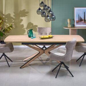 Säädettävä ruokapöytä JAMES, luonnollinen / musta