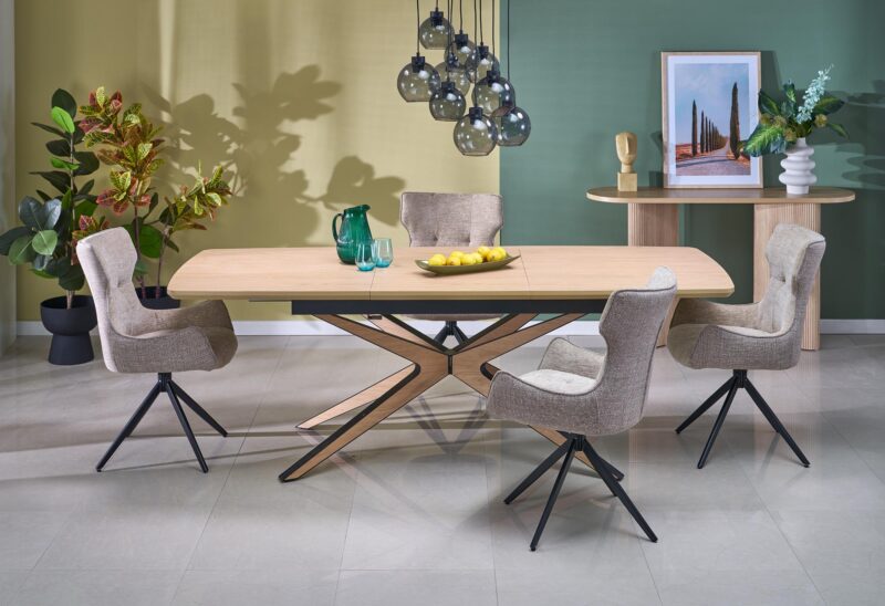 Säädettävä ruokapöytä JAMES, luonnollinen / musta