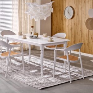 Pituettava ruokapöytä NELMAR, valkoinen