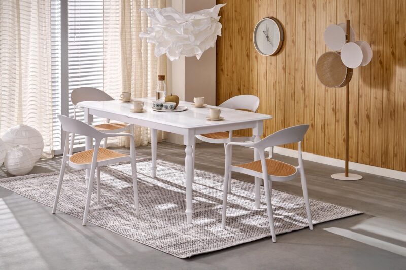 Pituettava ruokapöytä NELMAR, valkoinen