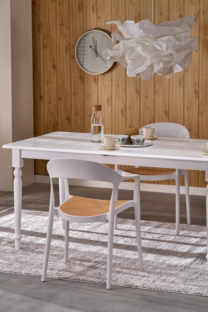 Pituettava ruokapöytä NELMAR, valkoinen