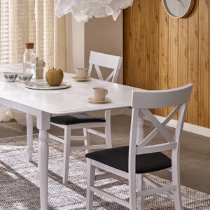 Pituettava ruokapöytä NELMAR, valkoinen