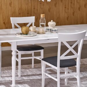 Pituettava ruokapöytä NELMAR, valkoinen