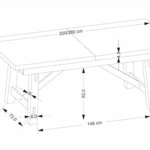 Pidentävä ruokapöytä FIERON, luonnon tammi / musta