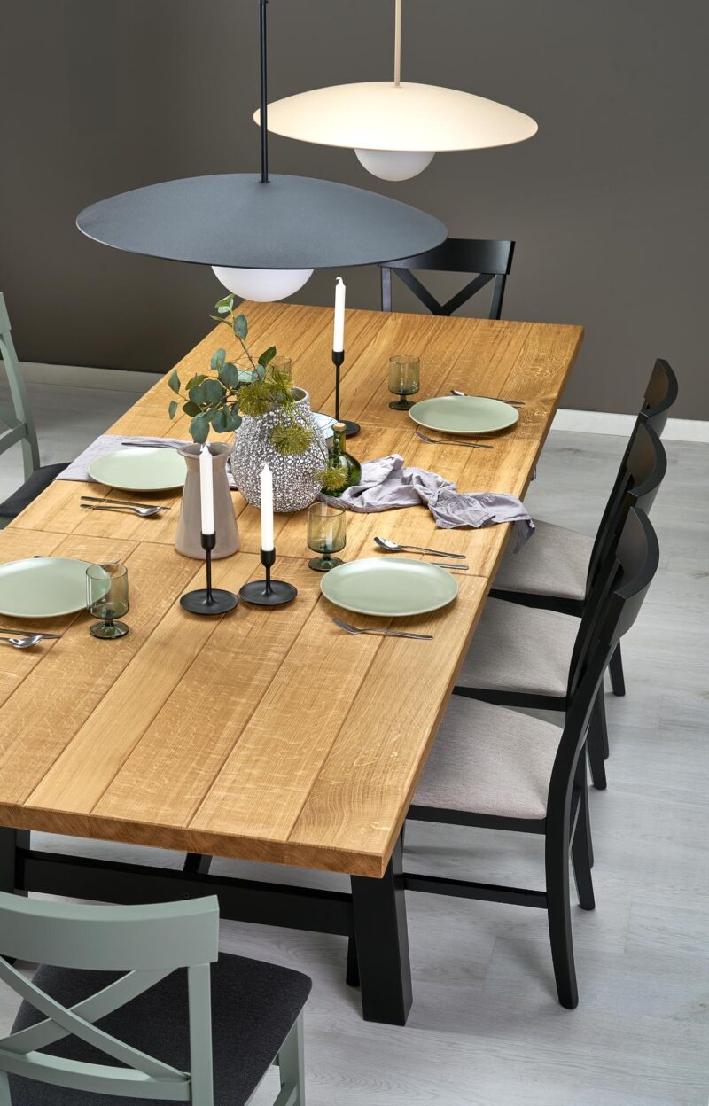 Pidentävä ruokapöytä FIERON, luonnon tammi / musta