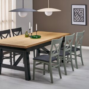 Pidentävä ruokapöytä FIERON, luonnon tammi / musta