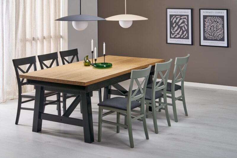 Pidentävä ruokapöytä FIERON, luonnon tammi / musta