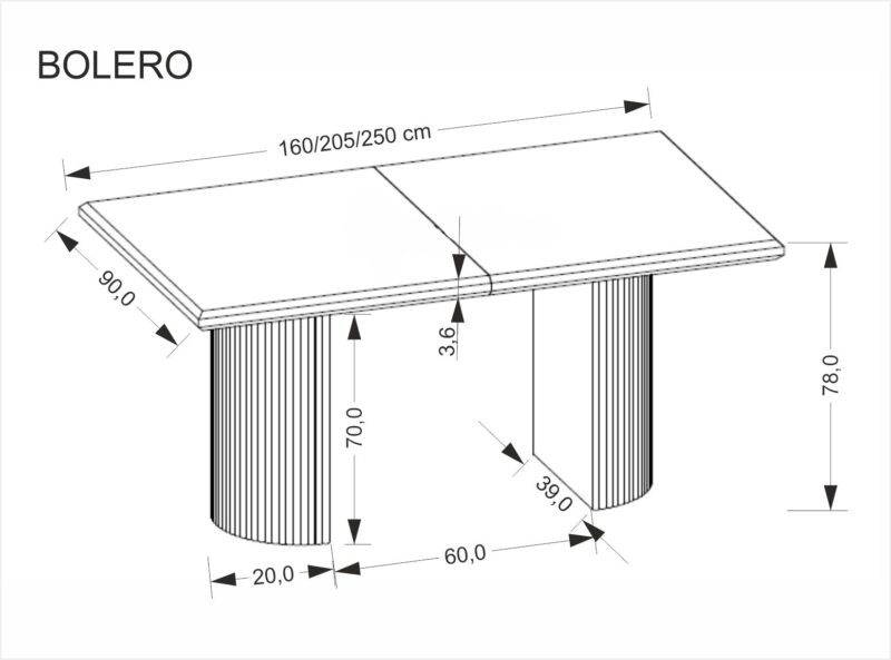 Pidentävä ruokapöytä BOLVION, musta / musta