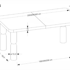 Laajennettava ruokapöytä JAPARIO, vaalea pähkinä