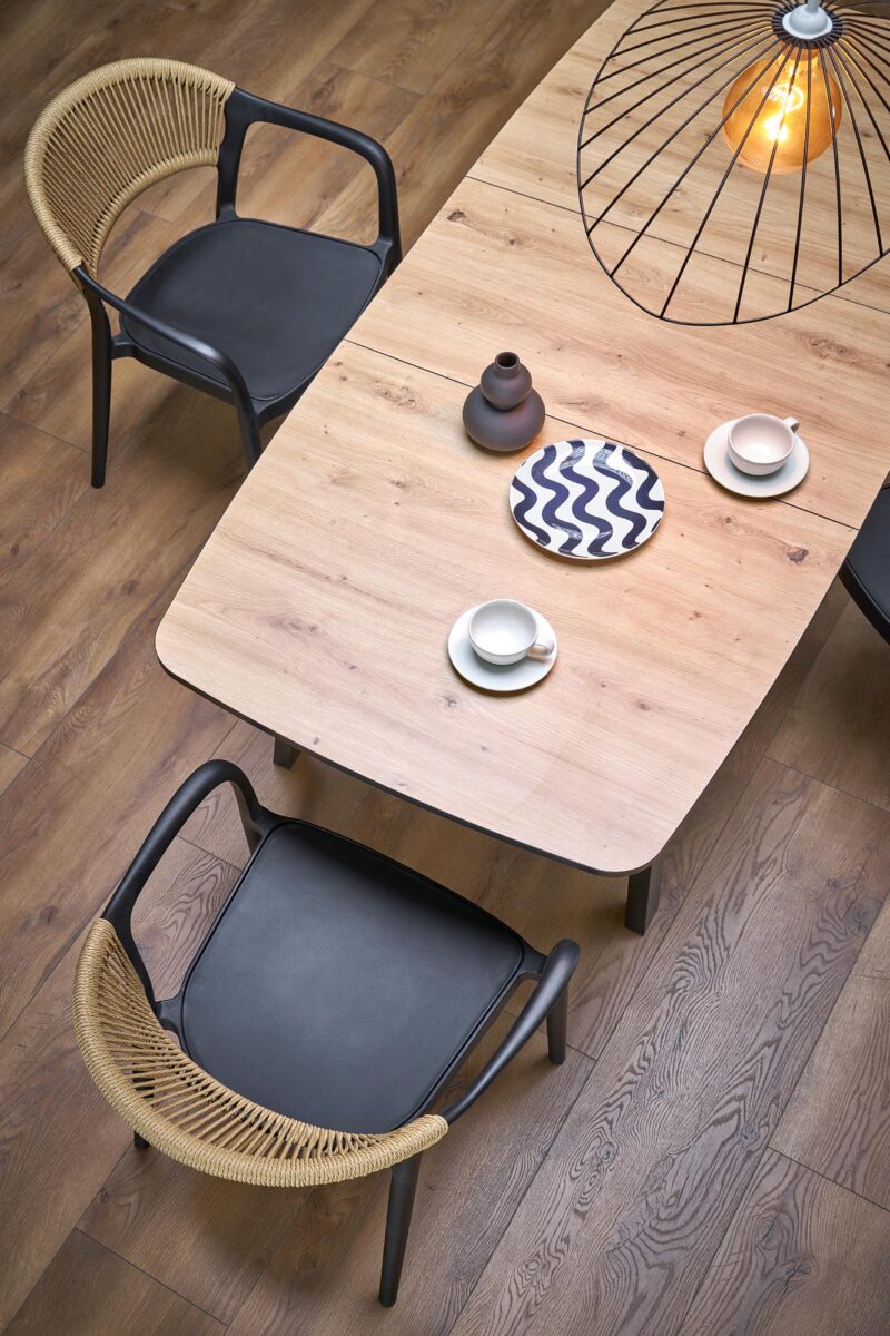 Pidentävä Ruokapöytä BARTON, tammi / musta